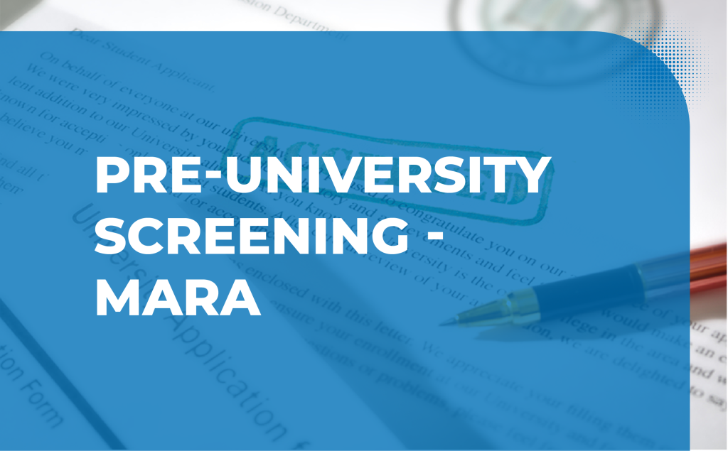 pre-university screening for mara university banner