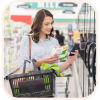 Woman shopping for food options, healthy food