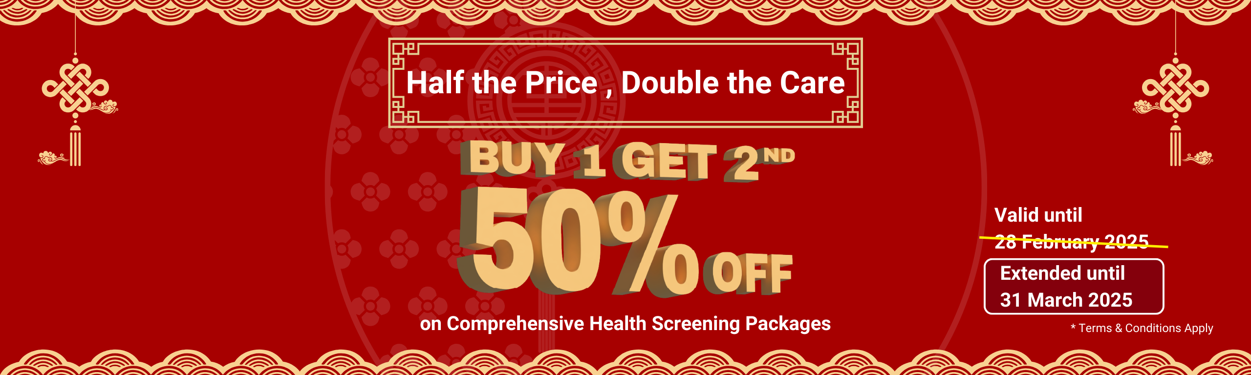 Buy 1 get 2nd 50% off on Comprehensive Health Screening Packages